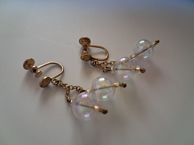 glass bubble Vintage gold earrings Carousel 1