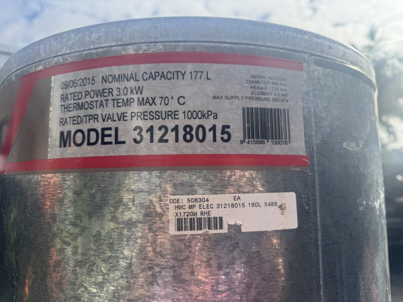 Rheem 177litre mains hot water cylinder Carousel 1