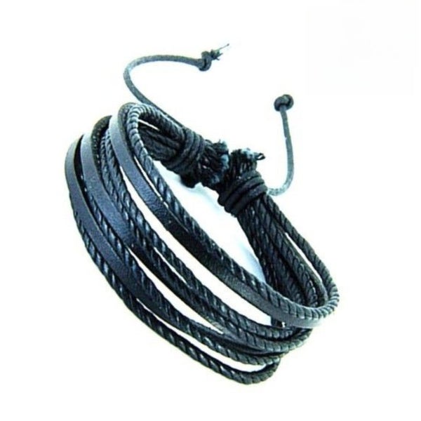 Man Adjustable Multi Row Leather Bracelet Braided Wrist Band Wristband Bangle Carousel 1