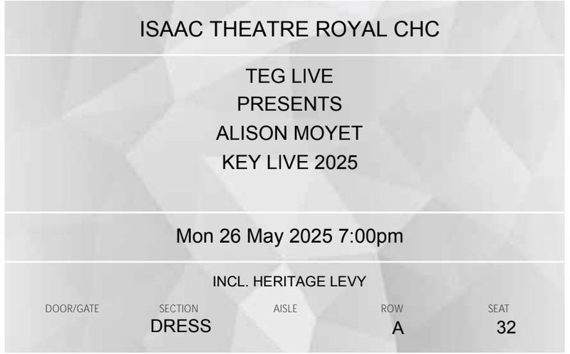 Alison Moyet Christchurch Mon 26 May tickets x2 Carousel 2