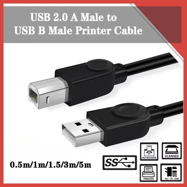 USB 2.0 Type A Male to B Printer Cable for HP Canon Dell Brother Epson Xerox Carousel 1