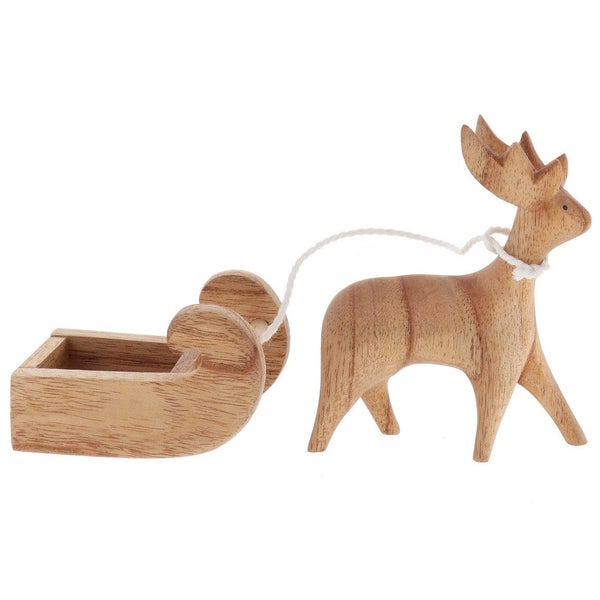 Papoose Wooden Reindeer with Sleigh Carousel 1