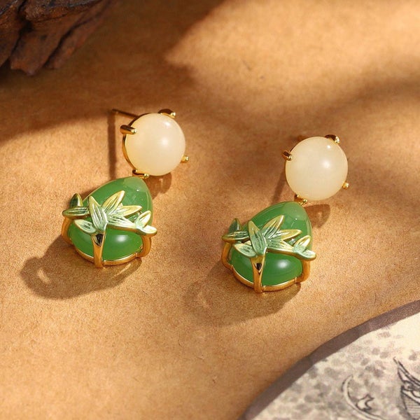 Bamboo Leaf Earrings.Leaf Earrings.Handmade Bamboo Plant Earring. Carousel 2