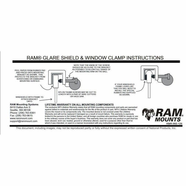 RAM Glareshield Clamp with Short Arm and Diamond Base Carousel 8