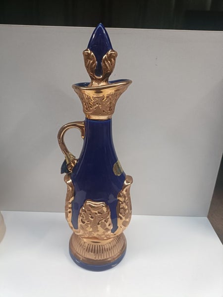 Vintage 1966 James Beam Blue And Gold Decanter 12” Tall Carousel 2