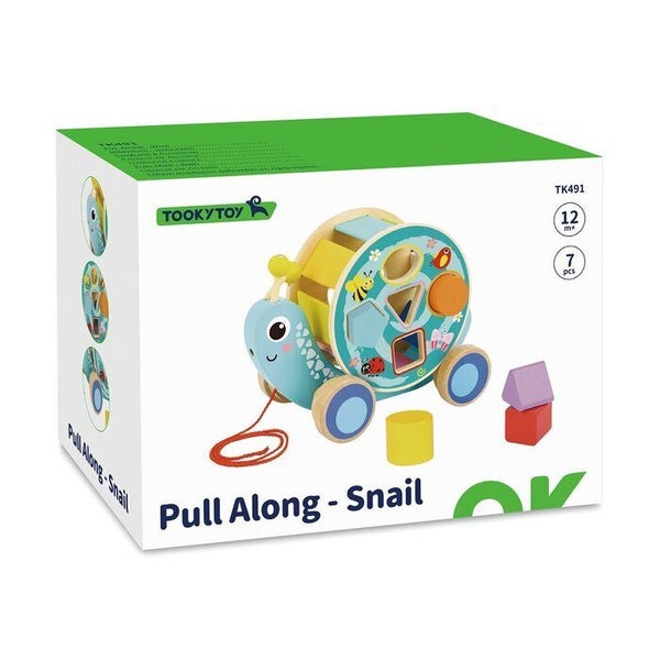 Tooky Toy Co PULL ALONG SNAIL 26x14x19cm Carousel 2