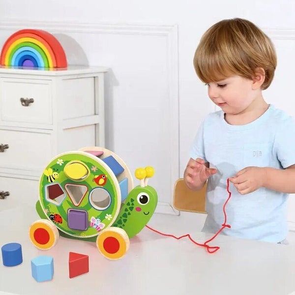 Tooky Toy Co PULL ALONG SNAIL 26x14x19cm Carousel 3