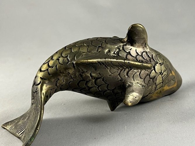 Vintage Brass Open Mouth Koi Fish Figurine Carousel 5