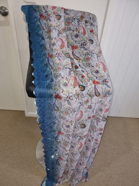 Grey With Embroidery n Multi Color Printed Material 2.5Mtr Width 107cm Carousel 3