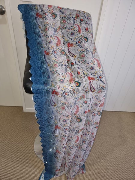 Grey With Embroidery n Multi Color Printed Material 2.5Mtr Width 107cm Carousel 1