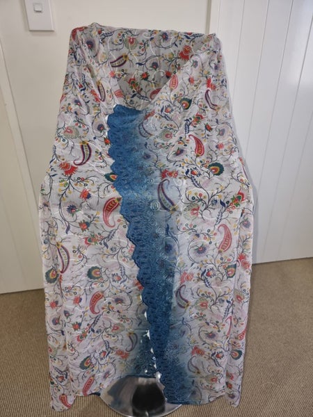 Grey With Embroidery n Multi Color Printed Material 2.5Mtr Width 107cm Carousel 2