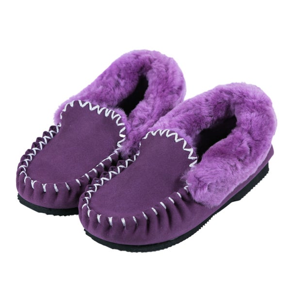 Merino Sheepskin Moccasins in Purple Colour Carousel 1