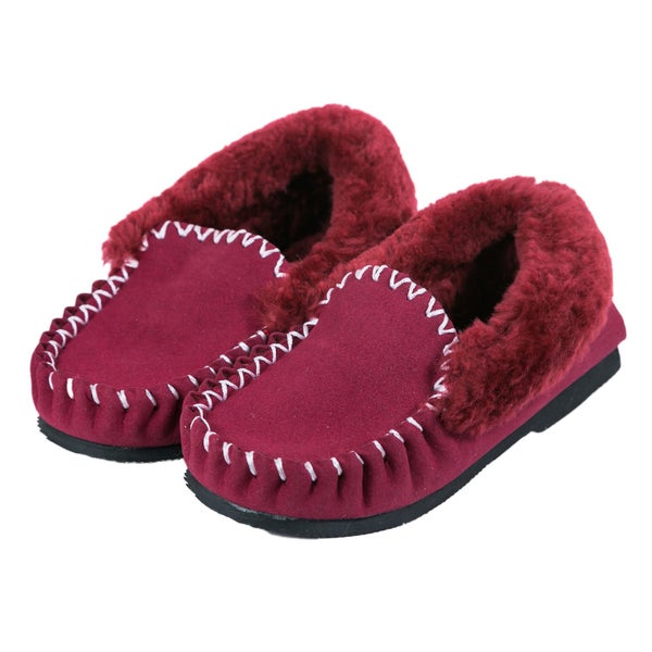Merino Sheepskin Moccasins in Burgundy Colour Carousel 1