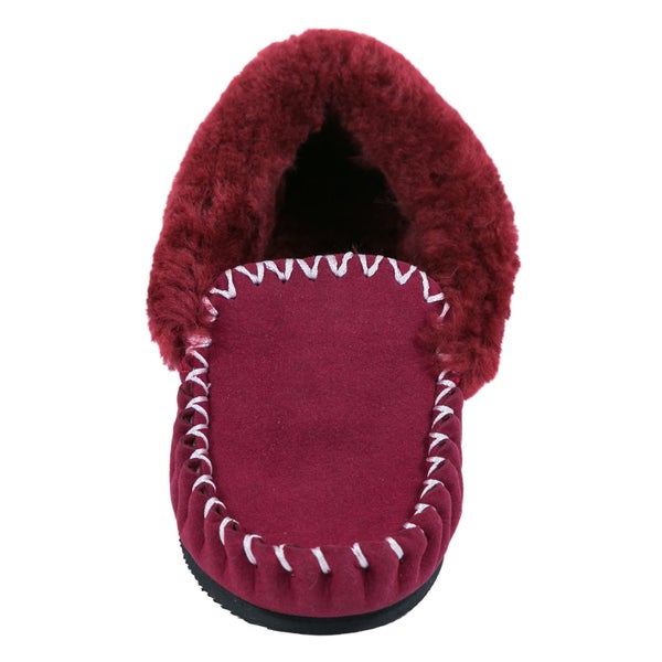Merino Sheepskin Moccasins in Burgundy Colour Carousel 2