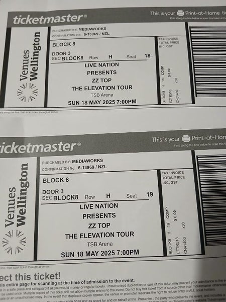 ZZ Top tickets. Carousel 1