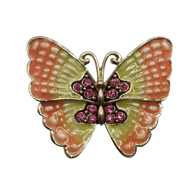 Signed ~ MONET ~ RHINESTONE ENAMEL BUTTERFLY Brooch Carousel 2