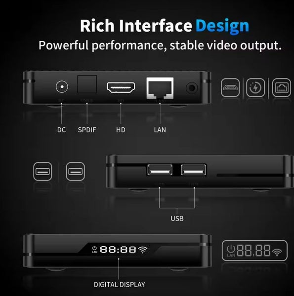 X88 PRO X5M Android 14 TV Box Amlogic S905X5M CPU HDR 8k 2.4G 5G Wifi6 BT5 32GB Carousel 2