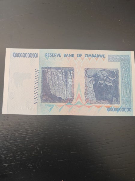 One Hundred Trillion dollars Zimbabwe note 2008 authentic Carousel 2