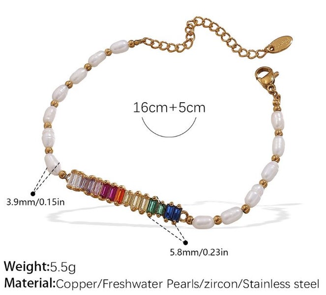 Colored zircon freshwater pearl bracelet Carousel 1