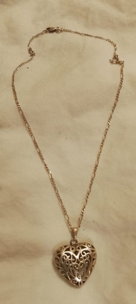 Sterling silver necklace pendant. Love heart shaped. Italy.925. Carousel 1
