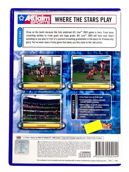 AFL LIVE 2003 (PS2) *COMPLETE COLLECTOR'S* Carousel 2