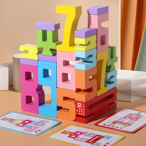 Wooden Number Building Block (1 Box) Creative Montessori Stacking Toys Children Carousel 2