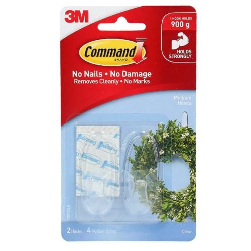 3M Command Hook 17091CLR - Medium - Clear Pk/2 [7000038174] Carousel 1