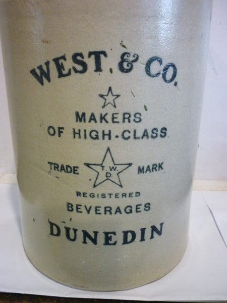 DUNEDIN WEST + Co ORIGINAL STONEWARE JAR.WITH STOPPER + HANDLE Carousel 2