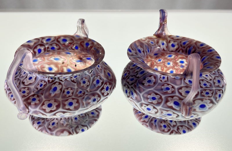 A Beautiful Pair of Vintage Millefiori Murano Urn Vases Carousel 1