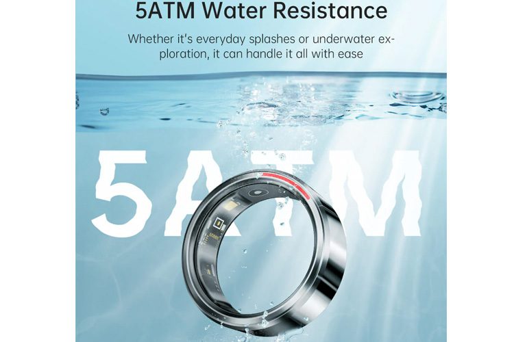 KUMI Smart Ring H1 Zirconium Ceramic & Stainless Steel -Size 9, Black Carousel 6