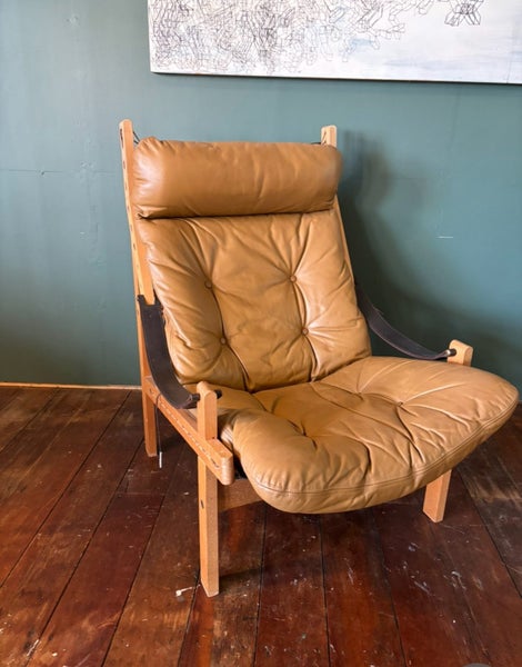 Mid Century Safari Chair -Tan Leather Carousel 2