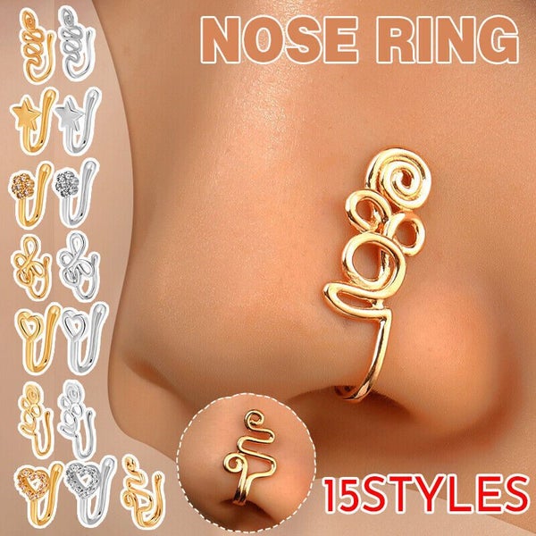 Fake Nose Cuff Nose Ring Cuffs Clip-On Nose Ring African Nose Cuff Non-Piercing Carousel 1