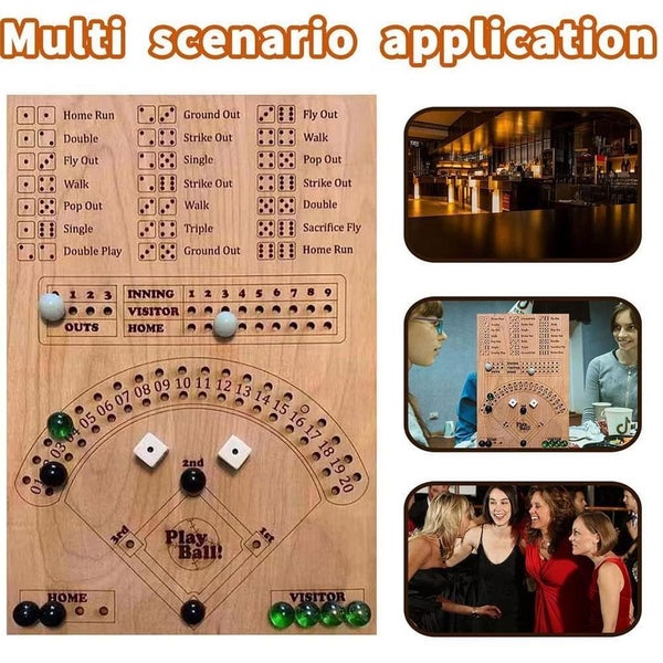 2pcs Baseball Dice Board Game Dice And Marbles Board Game Baseball Gameboard ... Carousel 1
