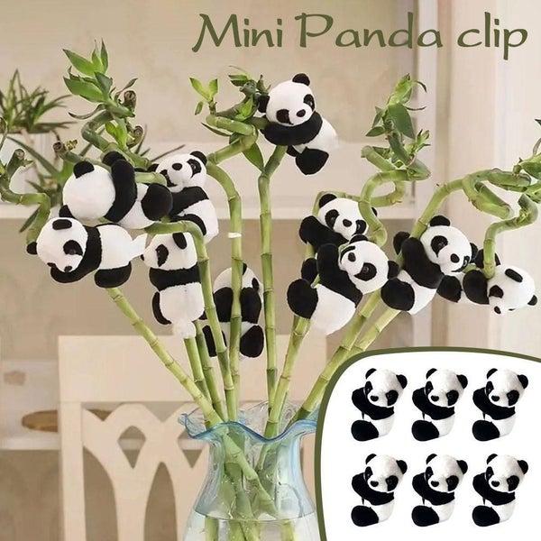 6pcs Cute Panda Doll Plush Mini Potted Muppets Clip Accessories Curtain Curta... Carousel 1