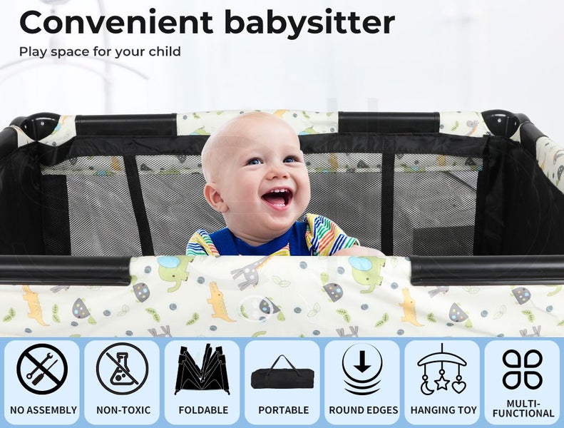 Bopeep Baby Cot Bed Crib Portable Bassinet Safety Rails Fence Foldable Travel62863216531971112