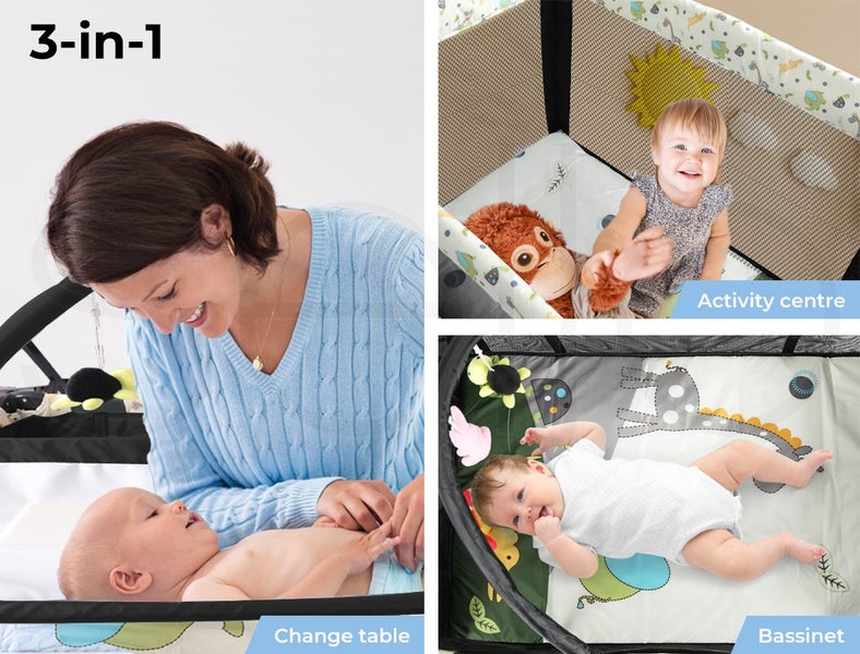 Bopeep Baby Cot Bed Crib Portable Bassinet Safety Rails Fence Foldable Travel62863216531971113