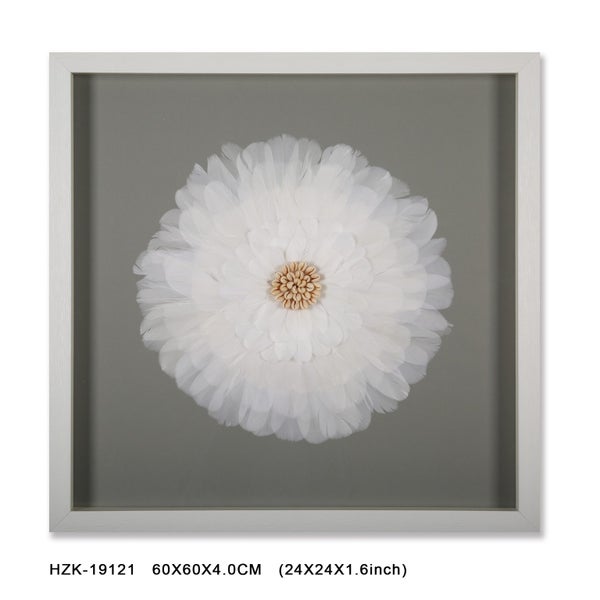 Feather Flower Wall Decor Art with frame Carousel 1
