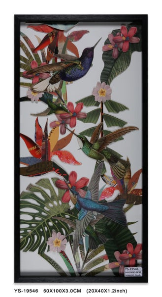 Botanic Hummingbird Collage Wall Art with frame Carousel 1