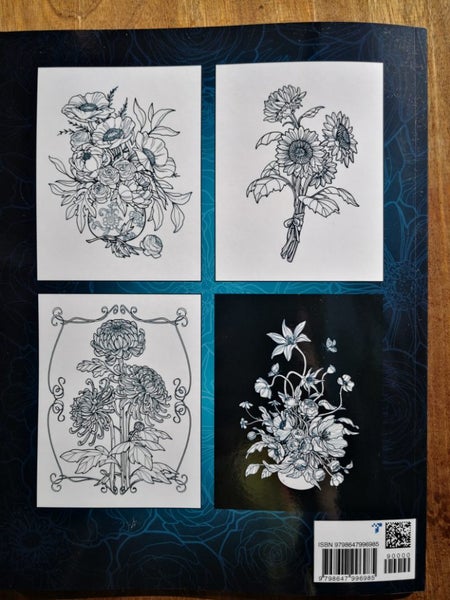 Adult Colouring Book Serene Flowers Floral Art Relaxing Carousel 2