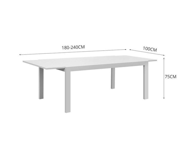 Cumulus Aluminium Outdoor Patio Extension Dining Table 180-240 X 100cm Carousel 14