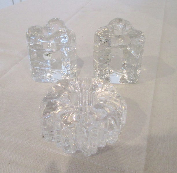 Three Thick Glass Candle Holders Carousel 1