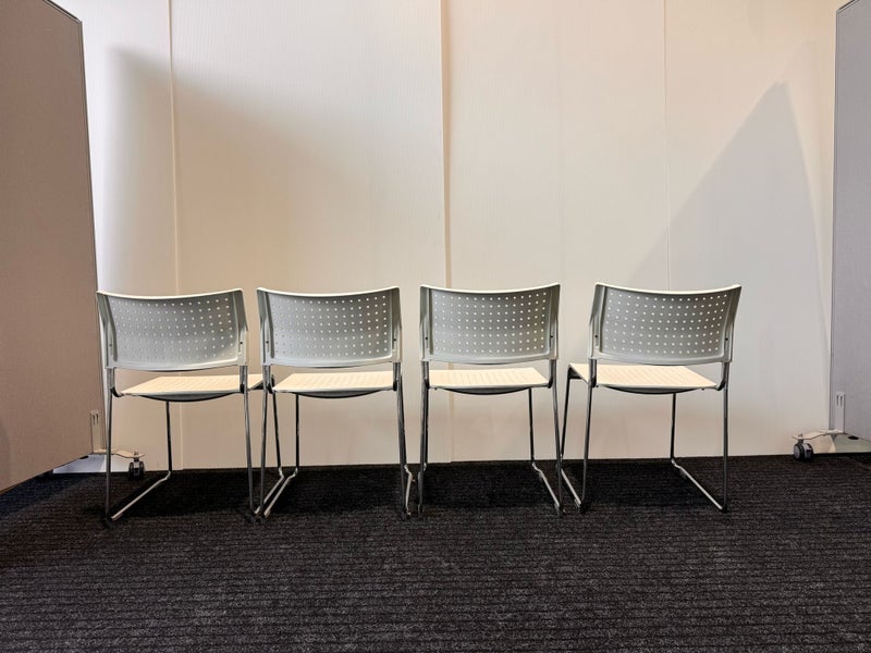 White lunch room chairs, visitor chairs x 4 Carousel 2
