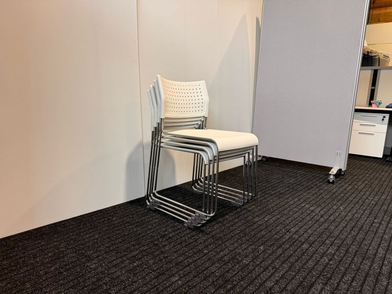 White lunch room chairs, visitor chairs x 4 Carousel 3