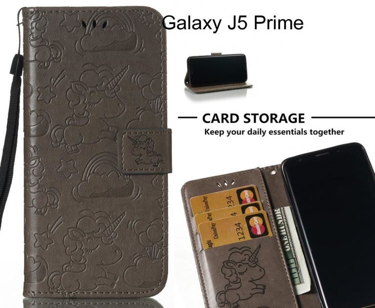 Galaxy J5 Prime Case Leather Wallet case embossed unicon pattern Carousel 1