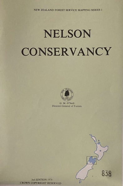 VINTAGE MAP: New Zealand Forest Service / Nelson Conservancy 1978 Carousel 1