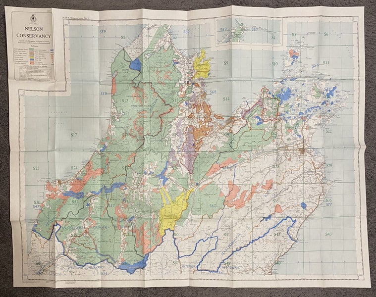 VINTAGE MAP: New Zealand Forest Service / Nelson Conservancy 1968 1st edition Carousel 4