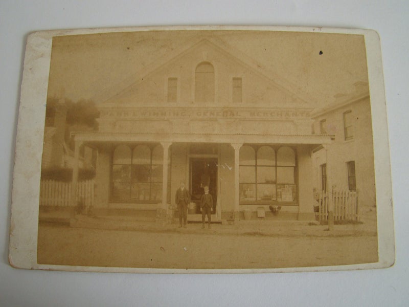 New Zealand Cabinet card photo "Park & Winning General Store Mataura "1890's Carousel 1