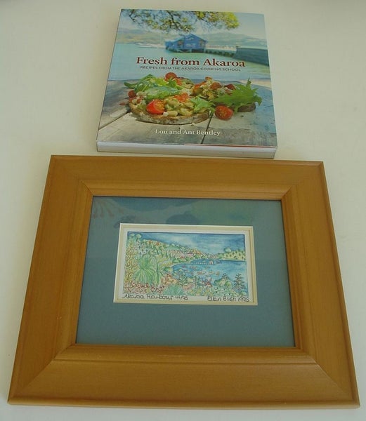 Akaroa Harbour Limited Ed Print Ellen Bush 1995 + Cooking School Recipe Book Carousel 1