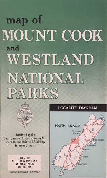 VINTAGE MAP: NZMS 180 Mount Cook and Westland National Parks 1973 Carousel 1
