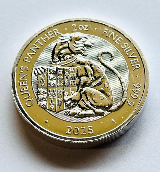 2025 2 oz UK ;- Royal Tudor Beasts - The Queen's Panther .9999 Silver BU Coin Carousel 1